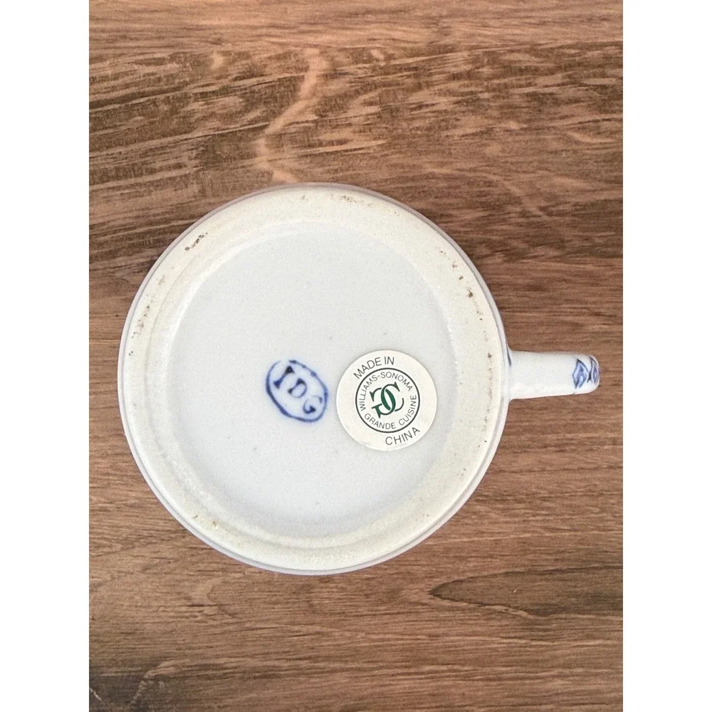VTG Williams Sonoma IDG Japan Blue White Floral Porcelain Lidded Tea Coffee Cup